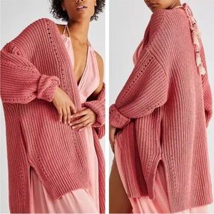 Free People Pink Knit Cardigan